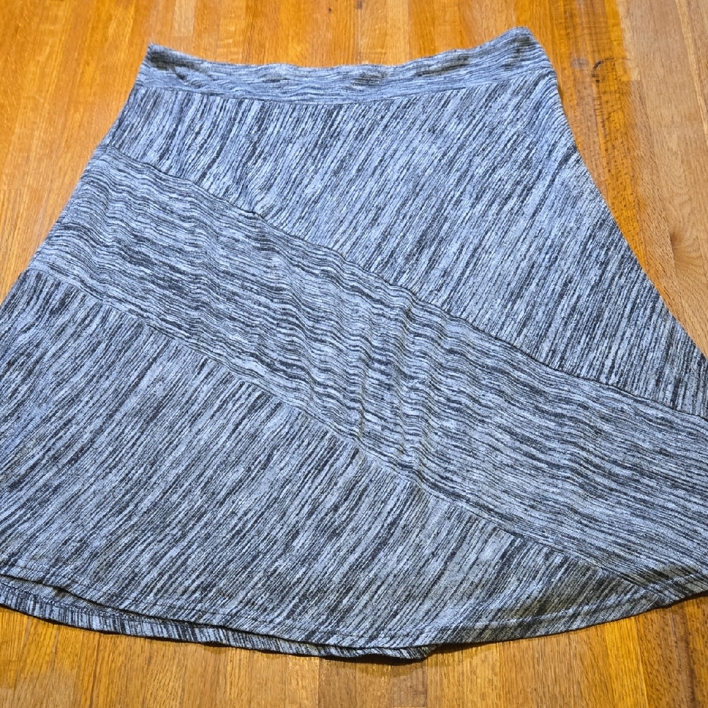 Zac & Rachel Women‎ Large Black Gray Asymmetrical Pull On Elastic Waist Skirt